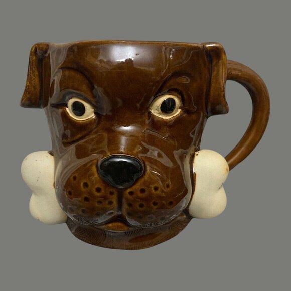 Boston Warehouse Dog Face Ceramic Mug With Bone Handle - Picture 1 of 10